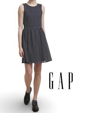 Gap Navy Patterned Sleeveless Mini